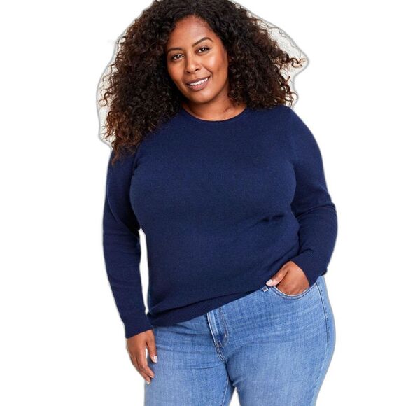 Plus Size 100% Cashmere Crewneck Sweater